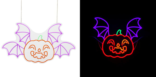 26.6inch Halloween Neon Lights -Pumpkin Bat