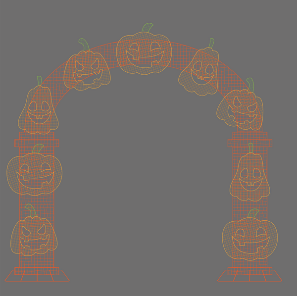 12.8ft  Halloween Mesh Arch with Changeable Designs， 10% White Twinkle