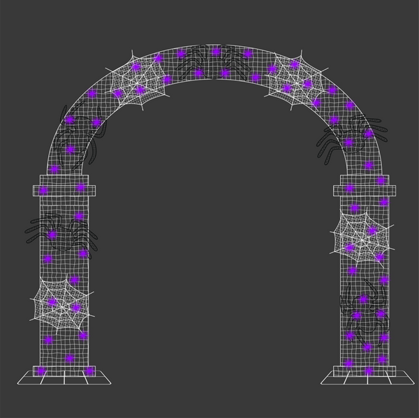 12ft  Halloween Mesh Arch with Changeable Designs， 10% White Twinkle
