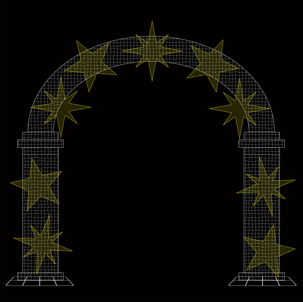 12.7ft  Christmas Mesh Arch with Changeable Designs， 10% White Twinkle