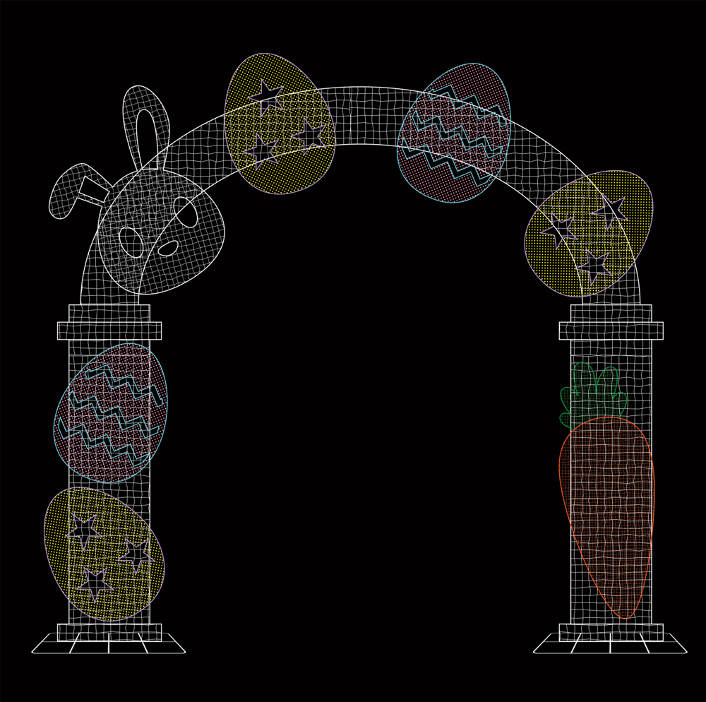 12.7ft  Easter Mesh Arch with Changeable Designs， 10% White Twinkle