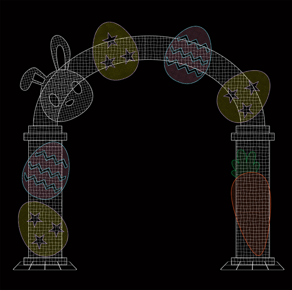 12.7ft  Easter Mesh Arch with Changeable Designs， 10% White Twinkle