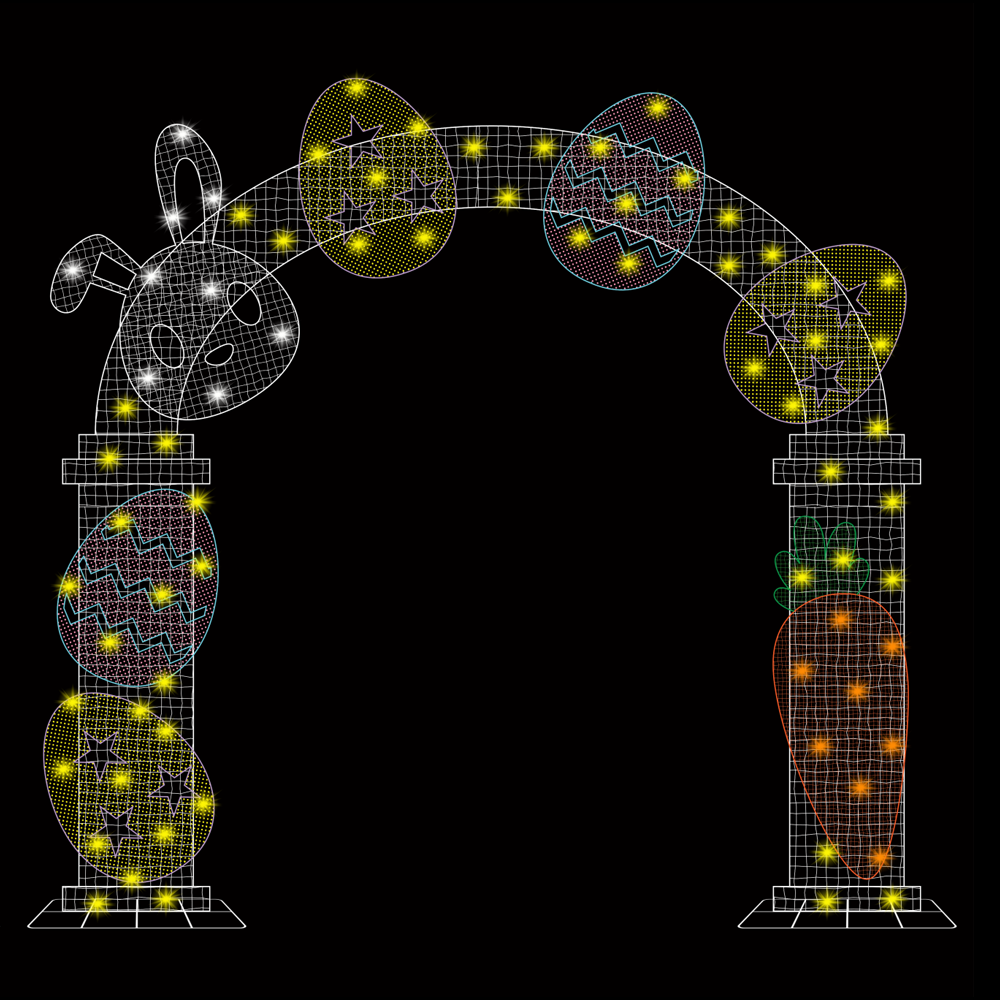12.7ft  Easter Mesh Arch with Changeable Designs， 10% White Twinkle