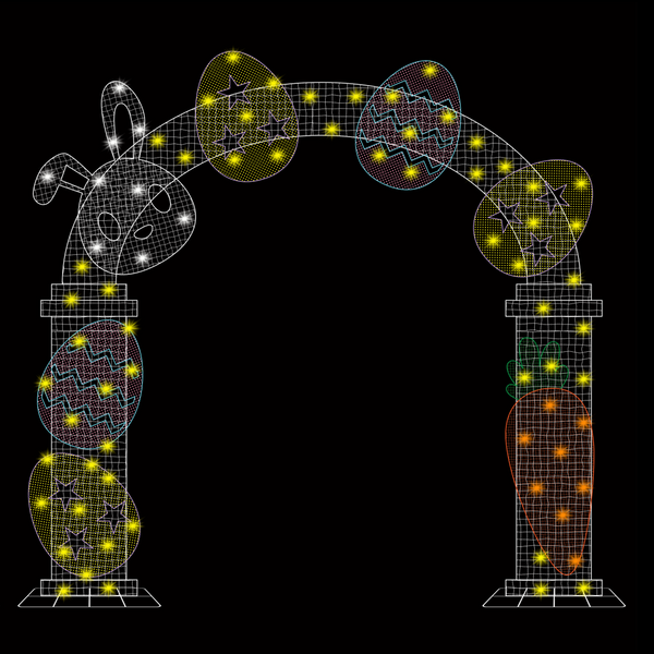 12.7ft  Easter Mesh Arch with Changeable Designs， 10% White Twinkle