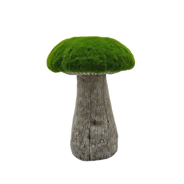 Flocked Mushroom with LEDs. Polyresin. Battery Operated. 13.9in H.