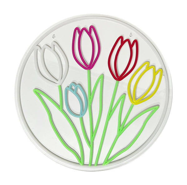 19.2in W Spring & Summer  Neon Sign - Tulips