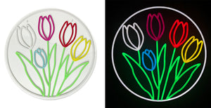 19.2in W Spring & Summer  Neon Sign - Tulips