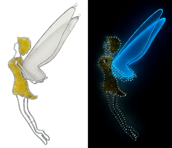 59in H LED Fairy With Mesh Body and Acrylic Wing - Gold