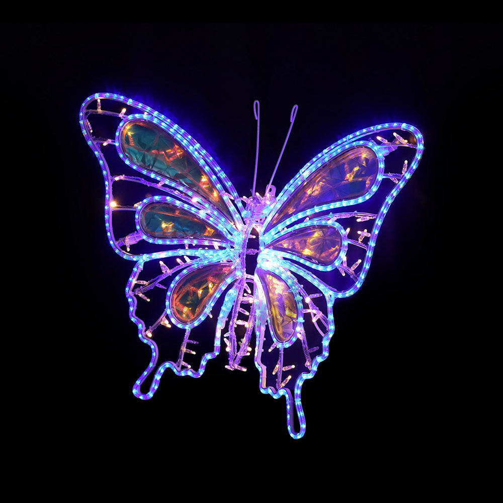 38.18in W Blue/Warmwhite Spring Outdoor butterfly Deco