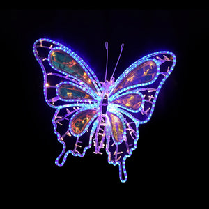 38.18in W Blue/Warmwhite Spring Outdoor butterfly Deco