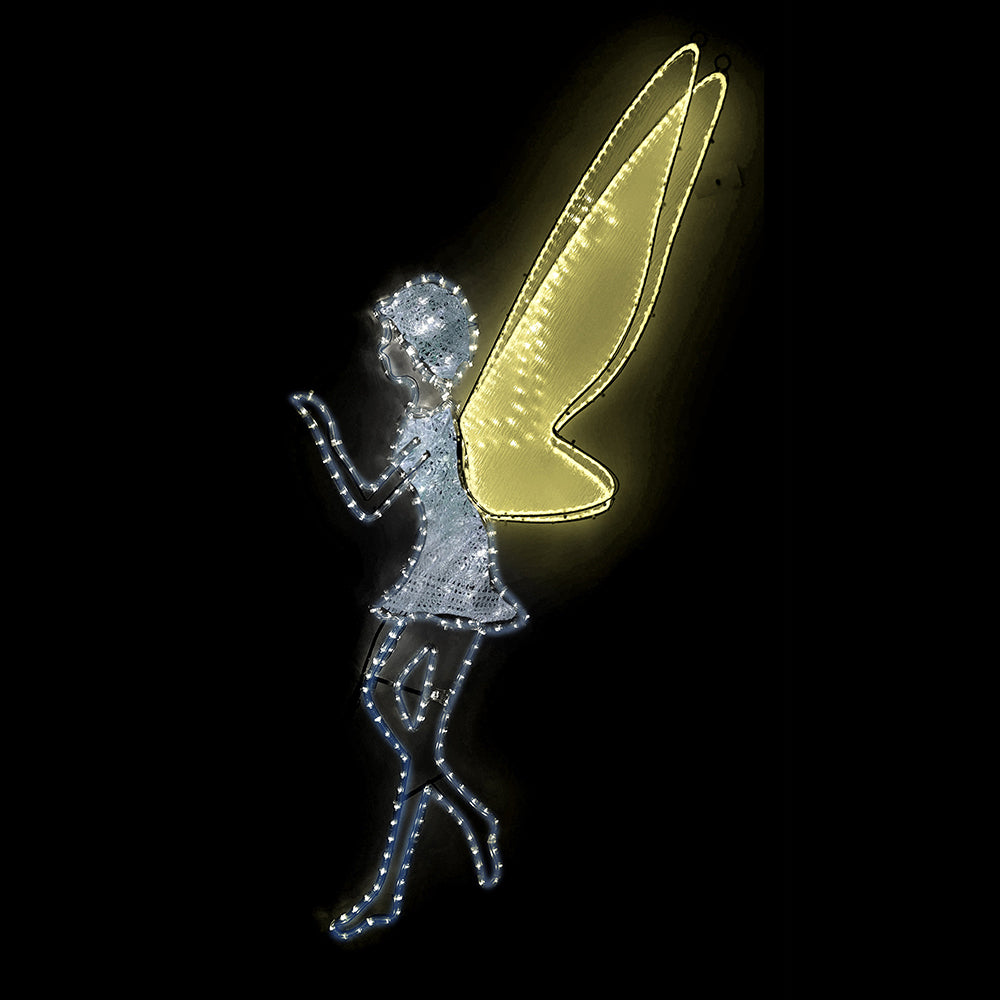 59in H LED Fairy With Mesh Body and Acrylic Wing - Silver Glitter