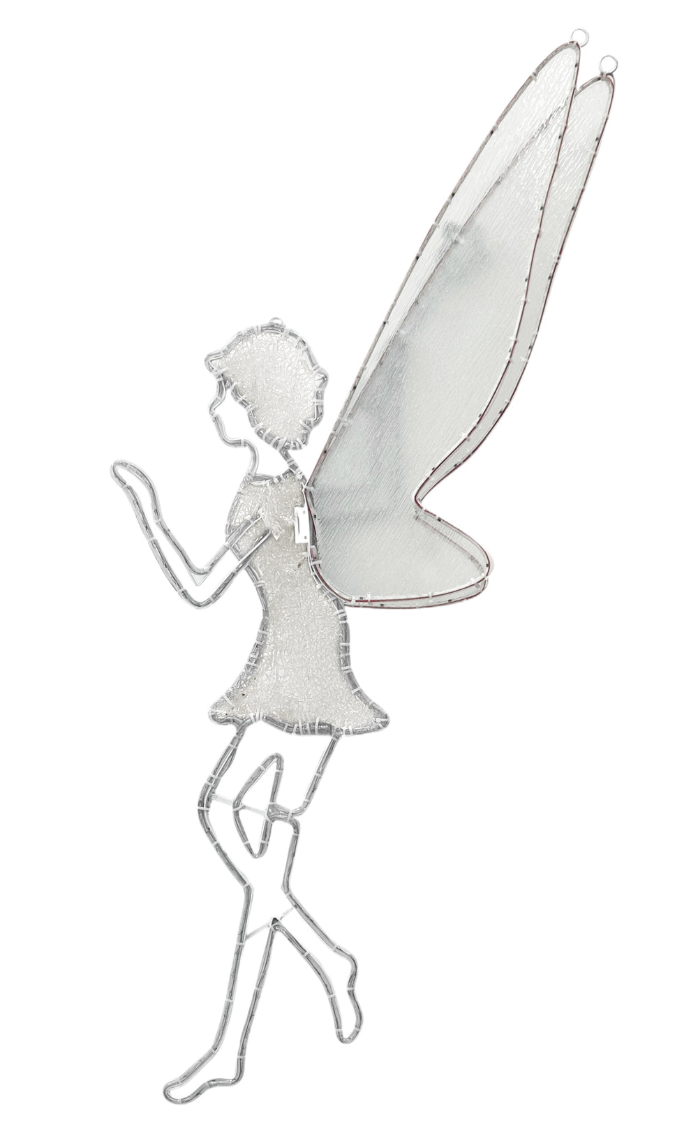 59in H LED Fairy With Mesh Body and Acrylic Wing - Silver Glitter