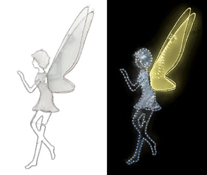 59in H LED Fairy With Mesh Body and Acrylic Wing - Silver Glitter