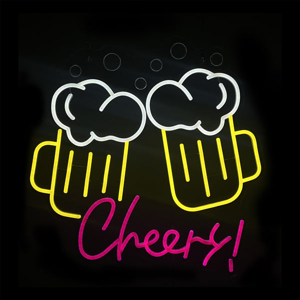 19in Cheers Beer Mugs Neon Lights