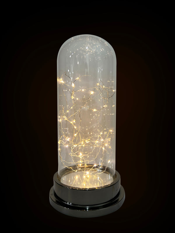 16"H Clear Glass Dome Decoration with Metal Base