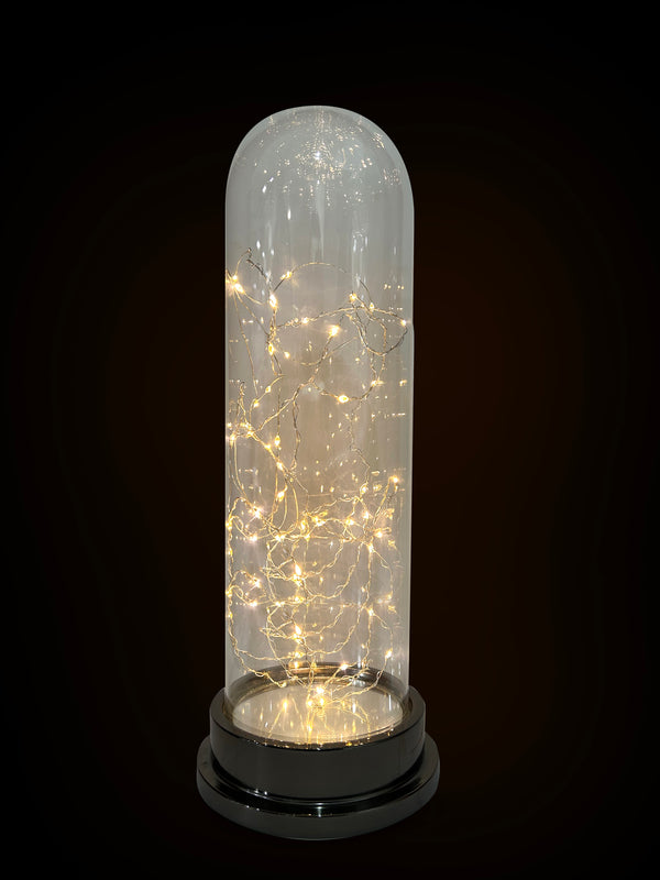 20"H Clear Glass Dome Decoration with Metal Base