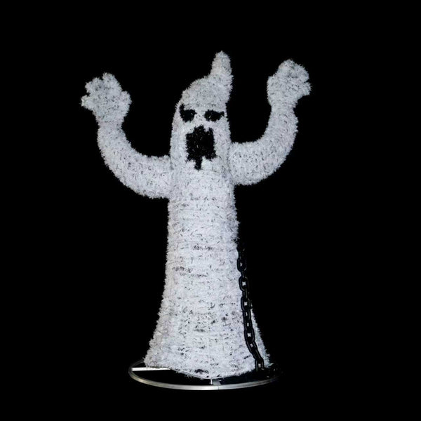 8ft Halloween Mesh Ghost with Ball and Chain， 10% White Twinkle
