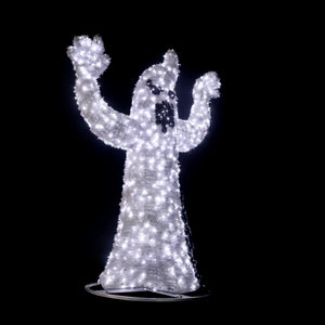 8ft Halloween Mesh Ghost with Ball and Chain， 10% White Twinkle