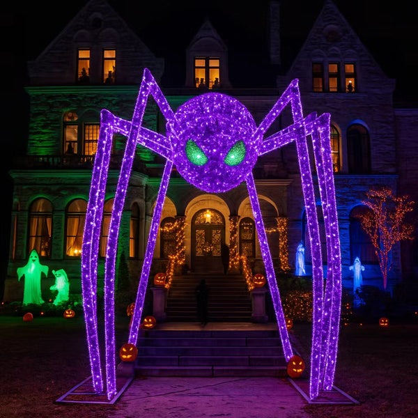 10ft  Halloween Mesh Spider Arch， 10% White Twinkle