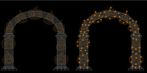 12.8ft  Halloween Mesh Arch with Changeable Designs， 10% White Twinkle