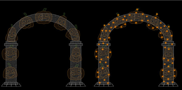 12.8ft  Halloween Mesh Arch with Changeable Designs， 10% White Twinkle