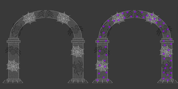 12ft  Halloween Mesh Arch with Changeable Designs， 10% White Twinkle