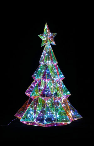 14.65in Iridescent Traditional Layered Christmas Tree | 30 White | USB | 14.65 Inch High.