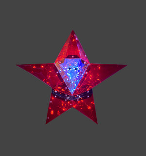 Iridescent Christmas Santa Five Point Star | Red Santa Suit | 70 LEDs | USB | 12.2 Inch High