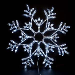 Commercial Oversize LED 32" Snowflake,312 CW LEDs With 10% Flashing, White Iron,Outdoor,16.4' Lead Wire, Ip44,Ul Adapter,32 "