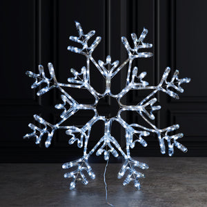 Commercial Oversize LED 32" Snowflake,312 CW LEDs With 10% Flashing, White Iron,Outdoor,16.4' Lead Wire, Ip44,Ul Adapter,32 "