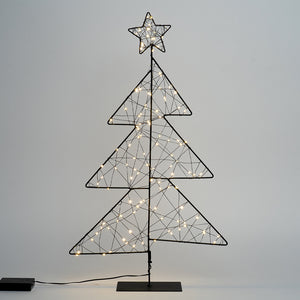 Metal LED Tabletop 23.6" H Christmas Tree, 119 WW LEDs, Iron, Hinged,3AA Battery Powered With Timer