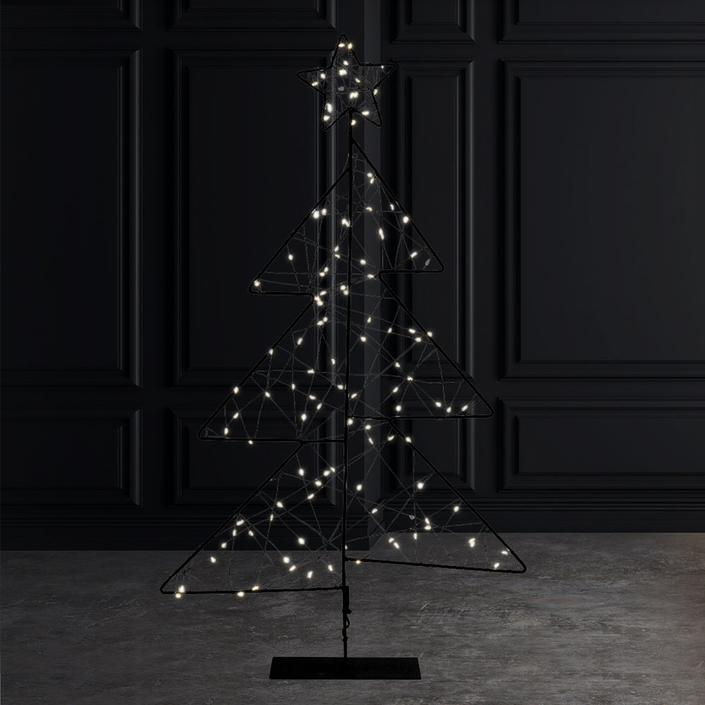 Metal LED Tabletop 23.6" H Christmas Tree, 119 WW LEDs, Iron, Hinged,3AA Battery Powered With Timer