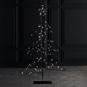Metal LED Tabletop 23.6" H Christmas Tree, 119 WW LEDs, Iron, Hinged,3AA Battery Powered With Timer
