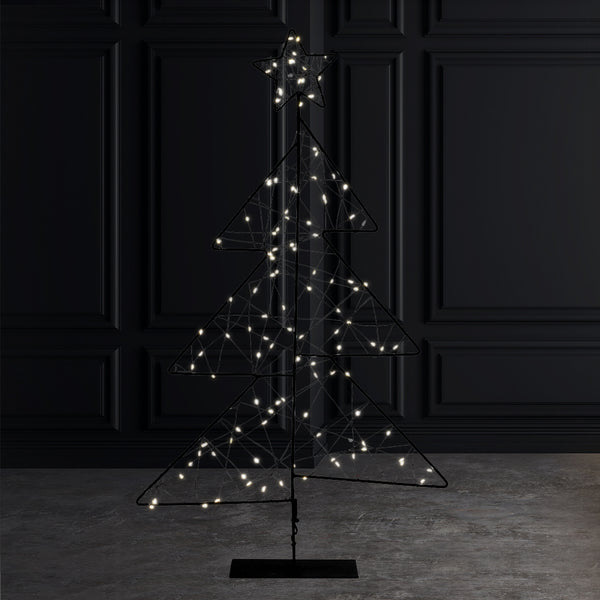 Metal LED Tabletop 23.6" H Christmas Tree, 119 WW LEDs, Iron, Hinged,3AA Battery Powered With Timer