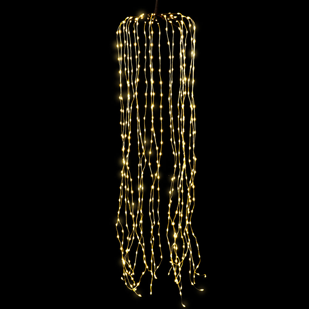 Christmas Waterfall Lights, 480 WW LEDs, Gold Top And Iron, 4' L, Ul Adapter, 32.8' Lead Wire, Ip44, Outdoor