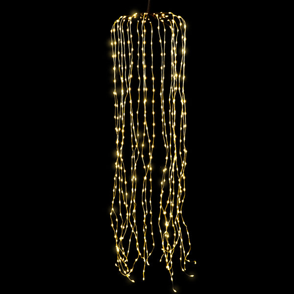 Christmas Waterfall Lights, 480 WW LEDs, Gold Top And Iron, 4' L, Ul Adapter, 32.8' Lead Wire, Ip44, Outdoor