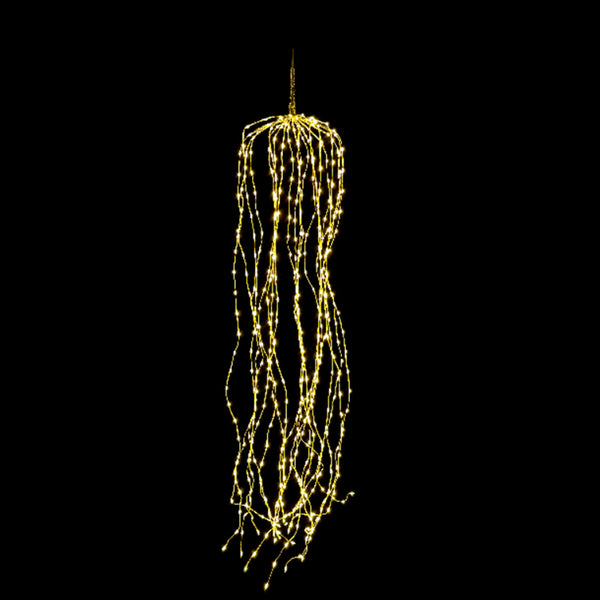 Christmas Waterfall Lights, 480 WW LEDs, Gold Top And Iron, 4' L, Ul Adapter, 32.8' Lead Wire, Ip44, Outdoor