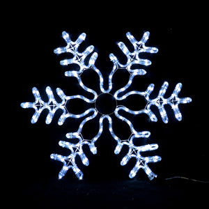 Wire LED Metal 27.95 " Snowflake, 192 CW LEDs, White Iron, Outdoor, 16.4' Lead Wire, Ip44, Ul Adapter, 27.95 " X 27.95 "