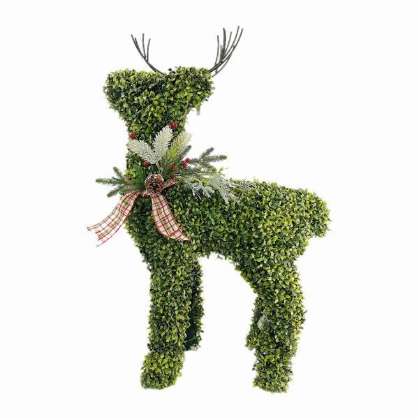 Faux PE Boxwood Large Reindeer With LED Lights | Indoor, Outdoor | 37 Inch X 35 Inch X 10 Inch