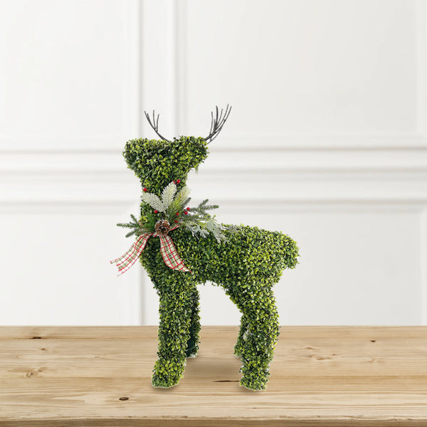 Faux PE Boxwood Large Reindeer With LED Lights | Indoor, Outdoor | 37 Inch X 35 Inch X 10 Inch