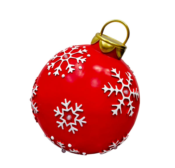 Oversized Hand Painted Red Ornament With Snowflakes
