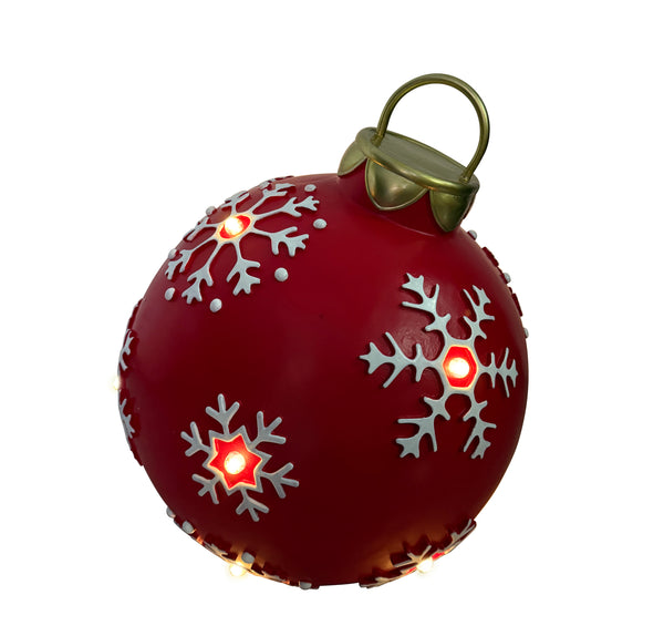 Oversized Hand Painted Red Ornament With Snowflakes