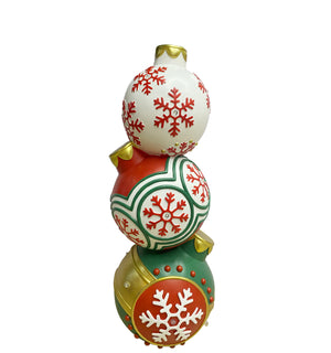 Oversized Hand Painted Stacked Ornaments In Multicolor Snowflakes