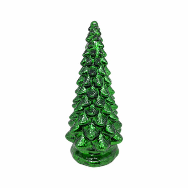 Glass Tree With LEDs | Green Mercury Glass | 12.25 Inch High