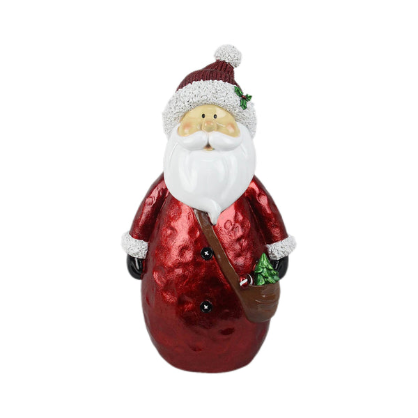 Metallic Base Polyresin With LEDs | 17.72 Inch H | Red Santa.