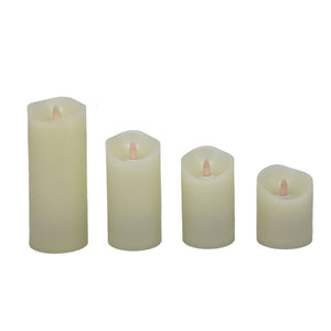 Set Of 4 Textured Wax LED Candles | 3 Inch Dia X 4 Inch High, 5 Inch High, 6 Inch High, 8 Inch High | With Remote