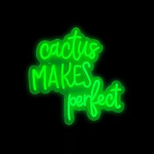 Cactus Makes Perfect Neon Sign. Green. Rechargeable. Indoor