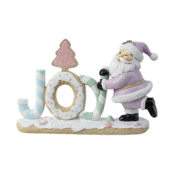 Pastel Christmas Santa With Joy | Polyresin | 10 Inch Wide