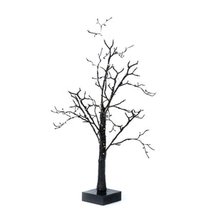 WIRE LED BLACK  HALLOWEEN TREE, 70 PURPLE LEDS ON 6 BENDABLE BRANCHES, HINGED, 3AA BATTERY BOX, 23.6 "H X 4.33 " SQUARE BASE