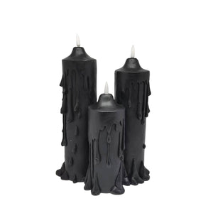 TRIO BLACK MELTED HALLOWEEN CANDLES | POLYRESIN | 9.84 INCH HIGH